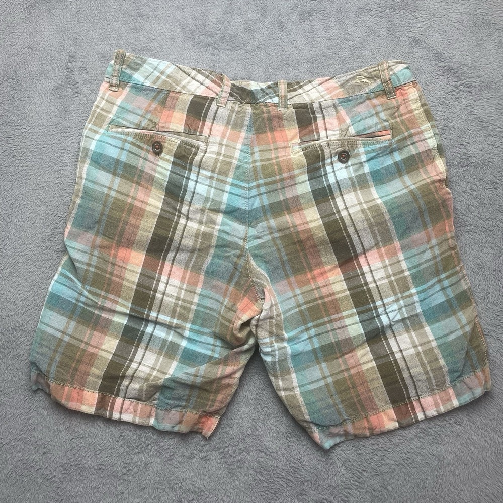 Tommy Bahama Shorts Mens 30 Multicolor Plaid Chinos Linen Blend Preppy Casual - Picture 6 of 16